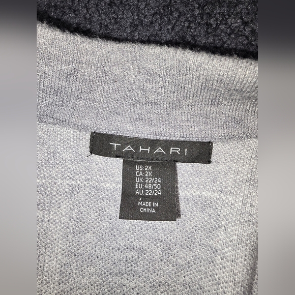 Tahari Cardigan Womens 2x Gray Plaid Open Front Soft Pockets Longline - Picture 5 of 11